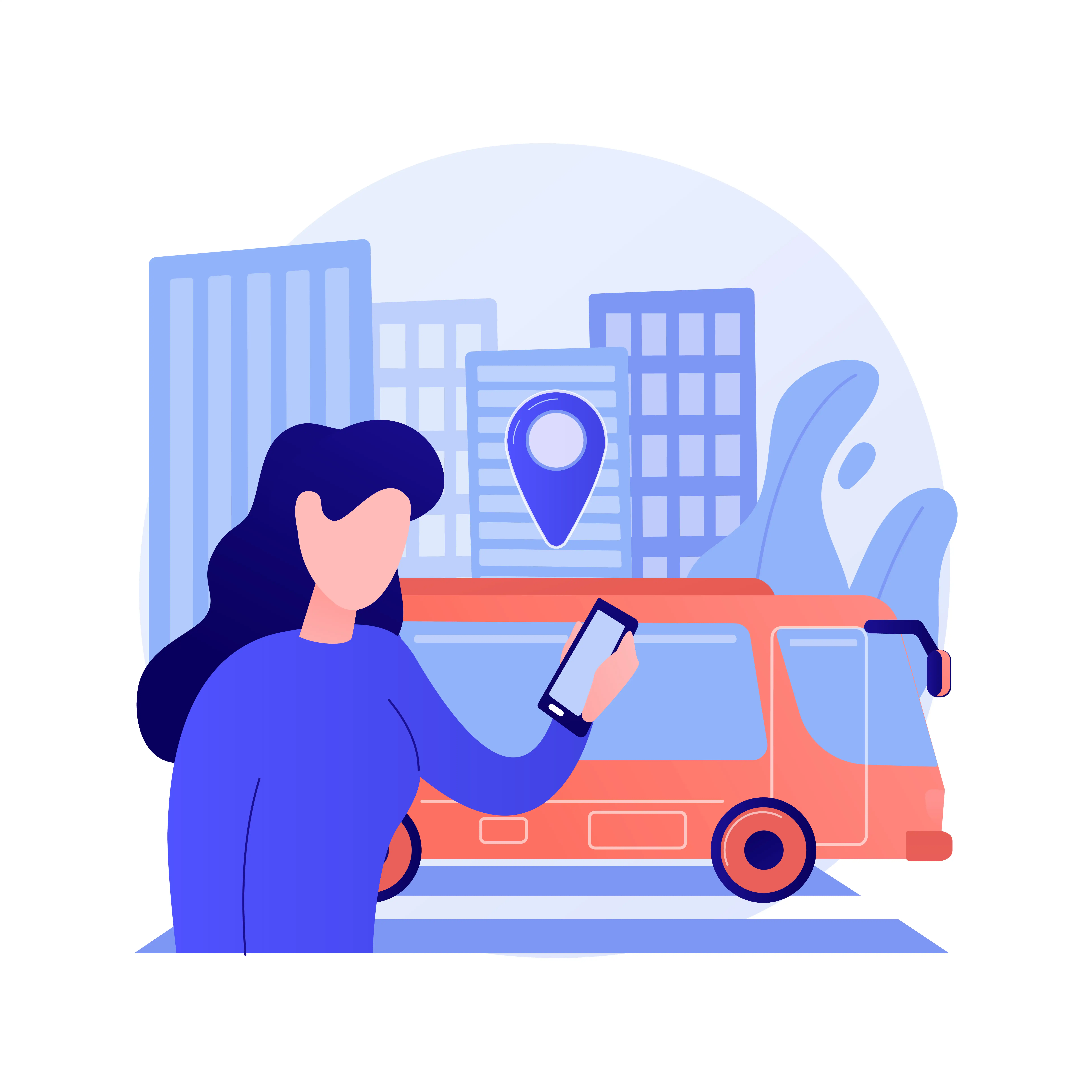 Bus ticket booking illustration